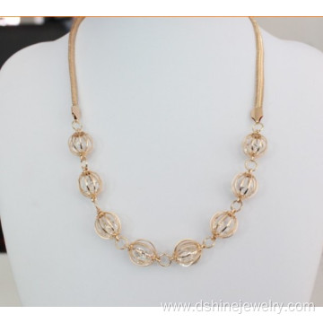 Alloy Ball Choker Chain Zircon Necklace Trendy Jewelry